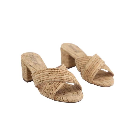 Schutz Ana Kate Open Toe Sandals in Beige Cork - Picture 5 of 9